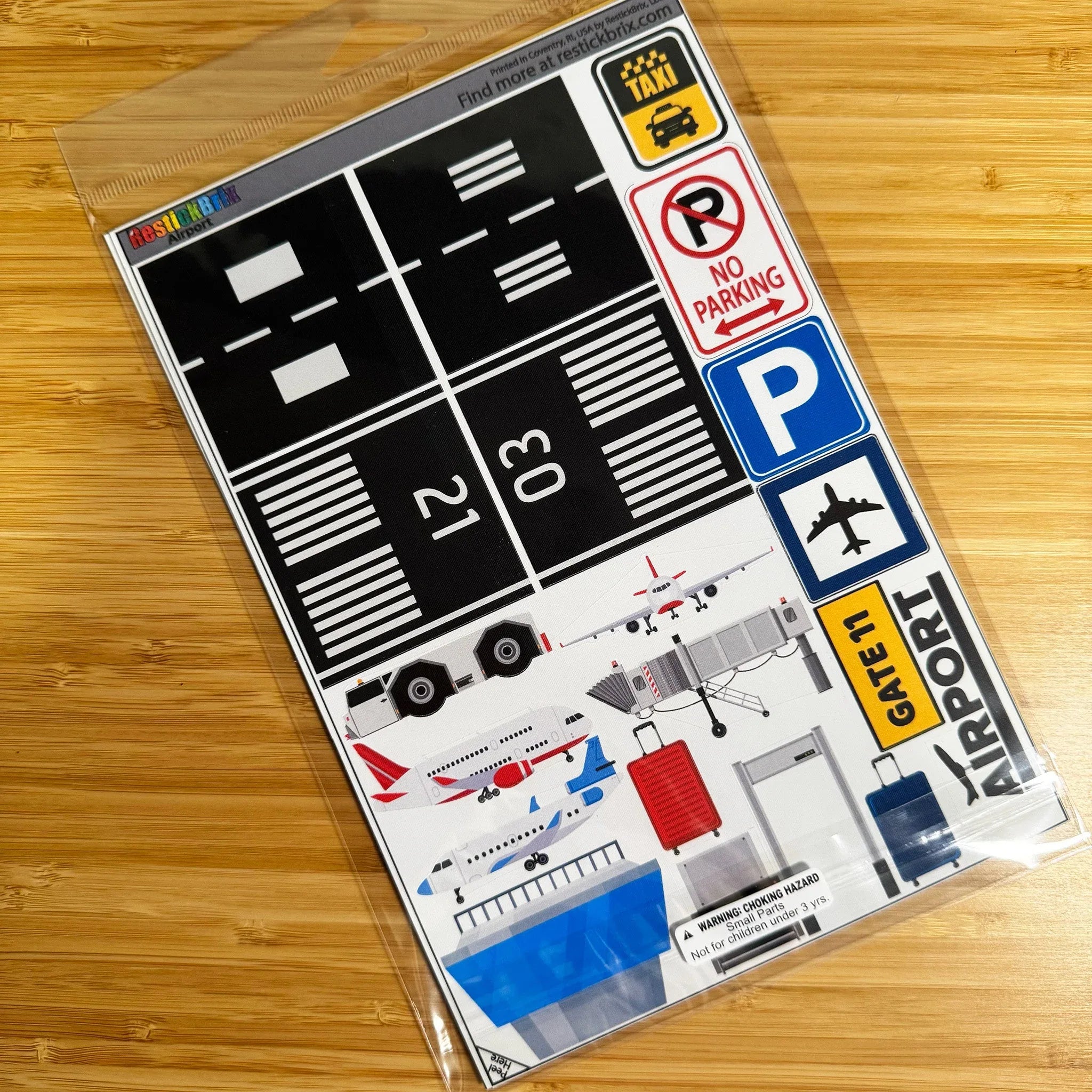 Airport: Reusable Decals for Customizing Magnetic Tiles, Plastic Bricks, and more - BIG FRENCHIES