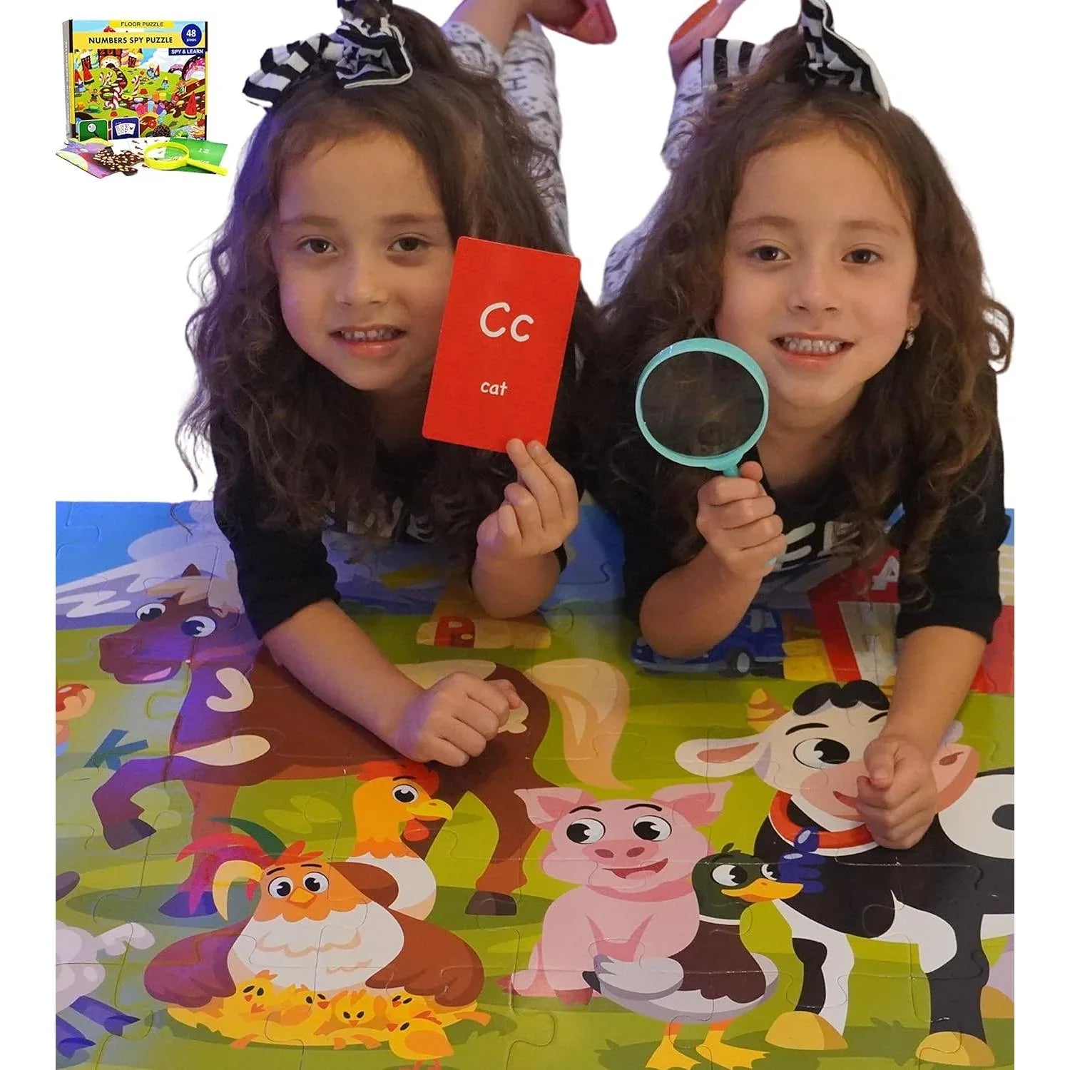 Alphabets Spy 48 Piece Floor Jigsaw Puzzle with Flashcards & Magnifying Glass - BIG FRENCHIES
