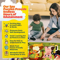 Alphabets Spy 48 Piece Floor Jigsaw Puzzle with Flashcards & Magnifying Glass - BIG FRENCHIES