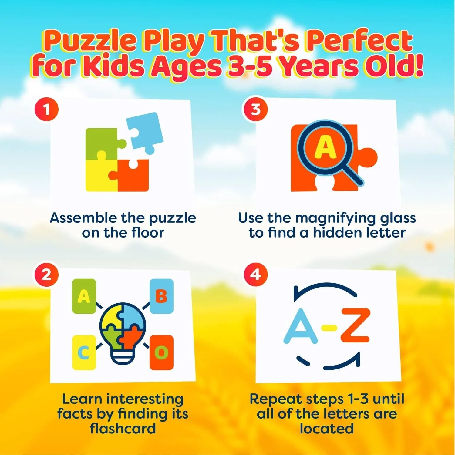 Alphabets Spy 48 Piece Floor Jigsaw Puzzle with Flashcards & Magnifying Glass - BIG FRENCHIES