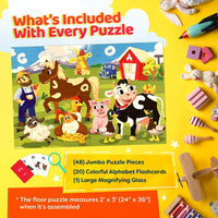 Alphabets Spy 48 Piece Floor Jigsaw Puzzle with Flashcards & Magnifying Glass - BIG FRENCHIES