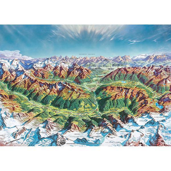 Alpine Mountain World Map Art 2000 Piece Jigsaw Puzzle Heye - BIG FRENCHIES