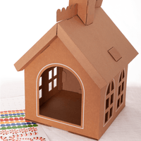Cardboard Gingerbread Cat Playhouse Kit