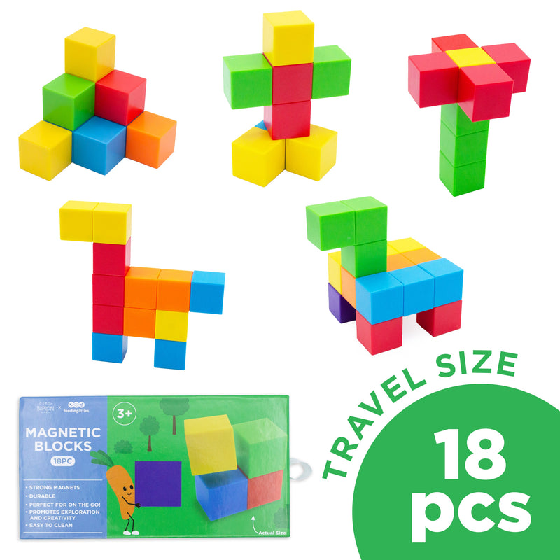 BapronBaby 18pc Magnetic Blocks (ages 3+)-Building Toys-BIG FRENCHIES-BapronBaby