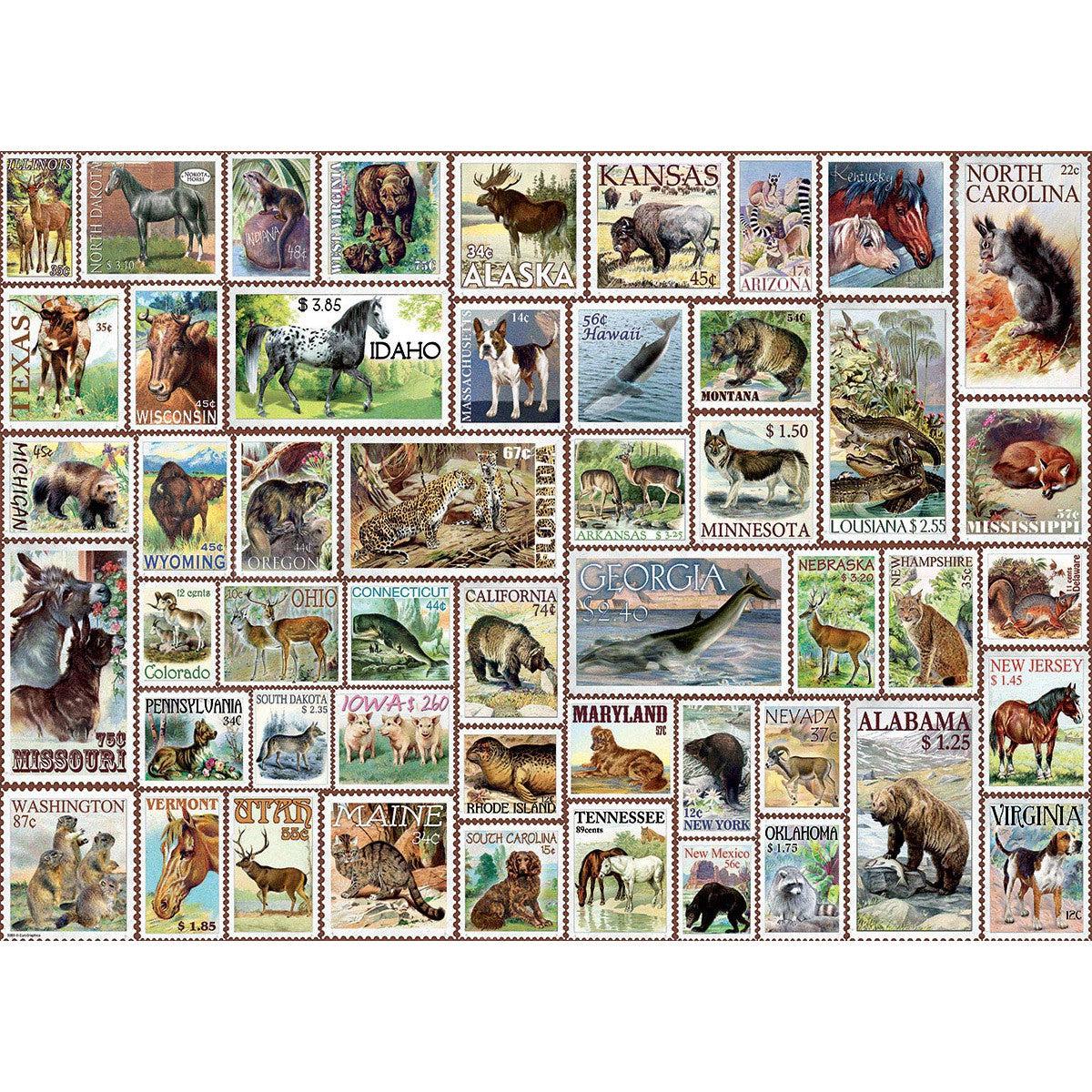 Animals of North America Vintage Stamps 500 Piece Jigsaw Puzzle Eurographics