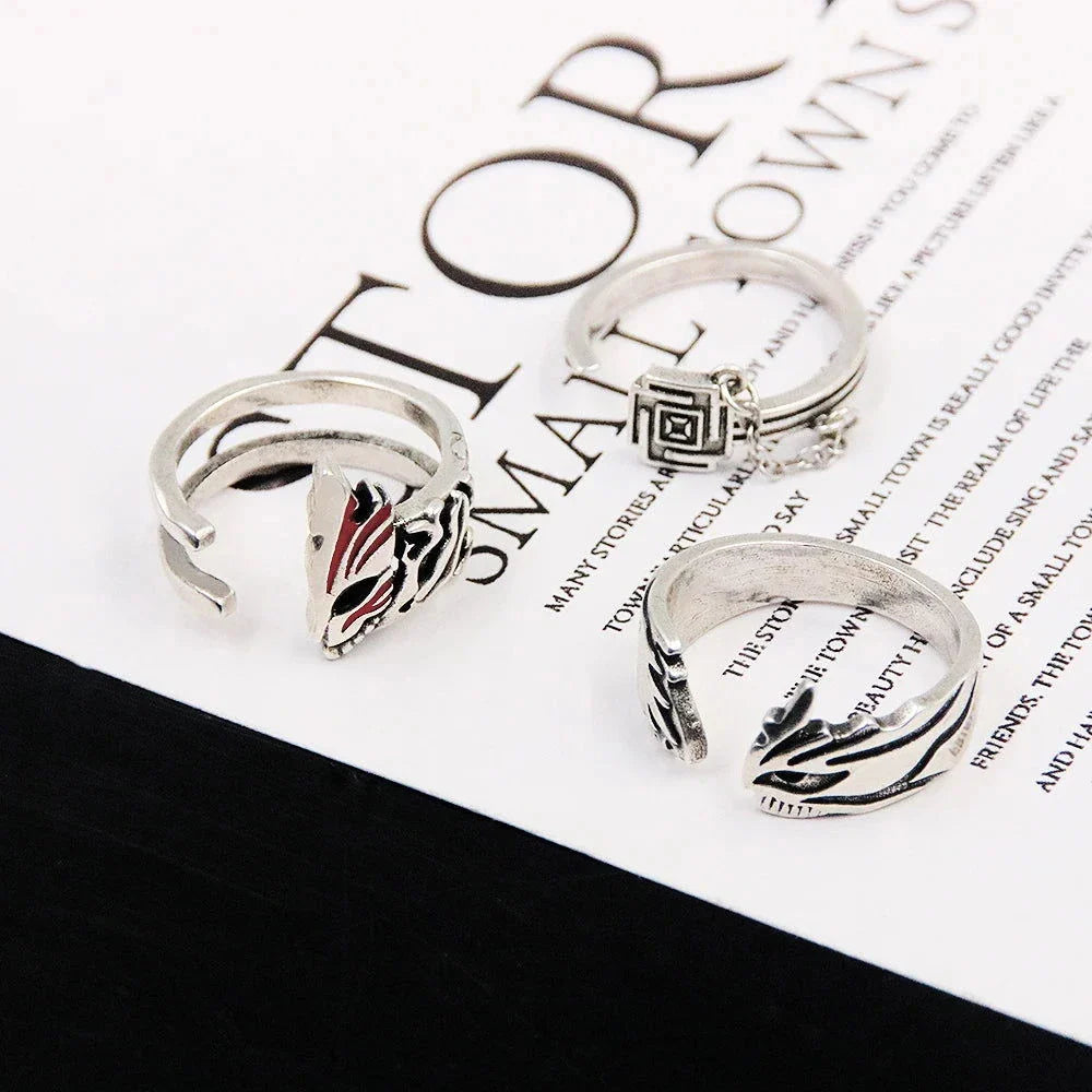 Anime Bleach Cosplay Ring Kurosaki Ichigo Metal Adjustable Unisex Rings Jewelry Accessories
