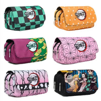 Anime Demon Slayer Pencil Case: Student Bilayer Storage Bag, Cartoon Pen Box, Cosplay Props Accessories