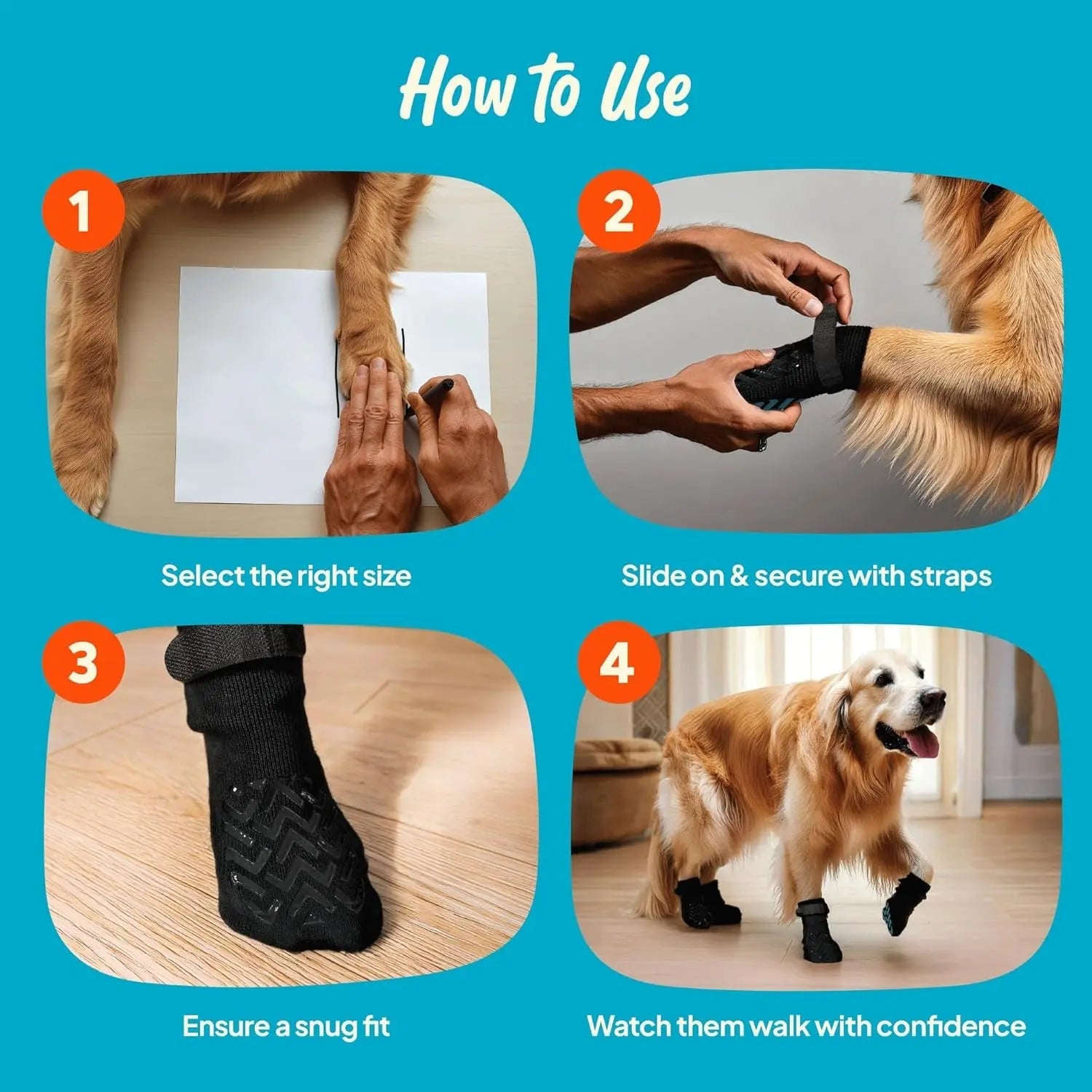 Anti-Slip Dog Socks with Straps, Breathable & Washable – 4 Pack (XS–XXL) - BIG FRENCHIES