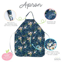 Boho Floral Apron - fits sizes youth small through adult 2XL - BIG FRENCHIES