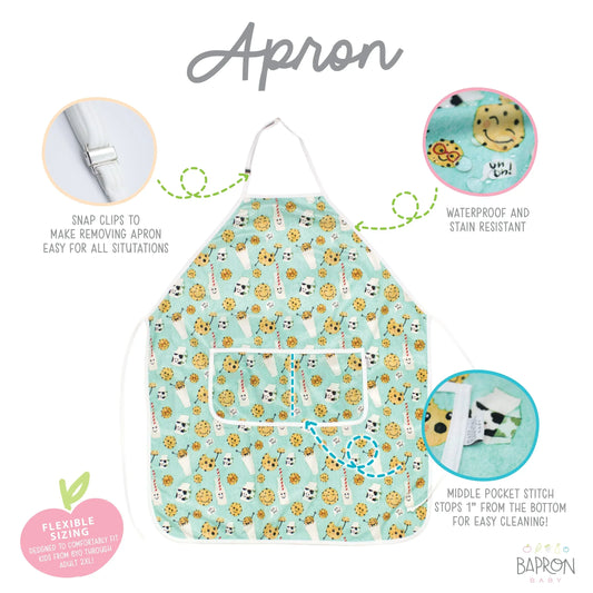 Cookies & Milk Apron - fits sizes youth small through adult 2XL - BIG FRENCHIES