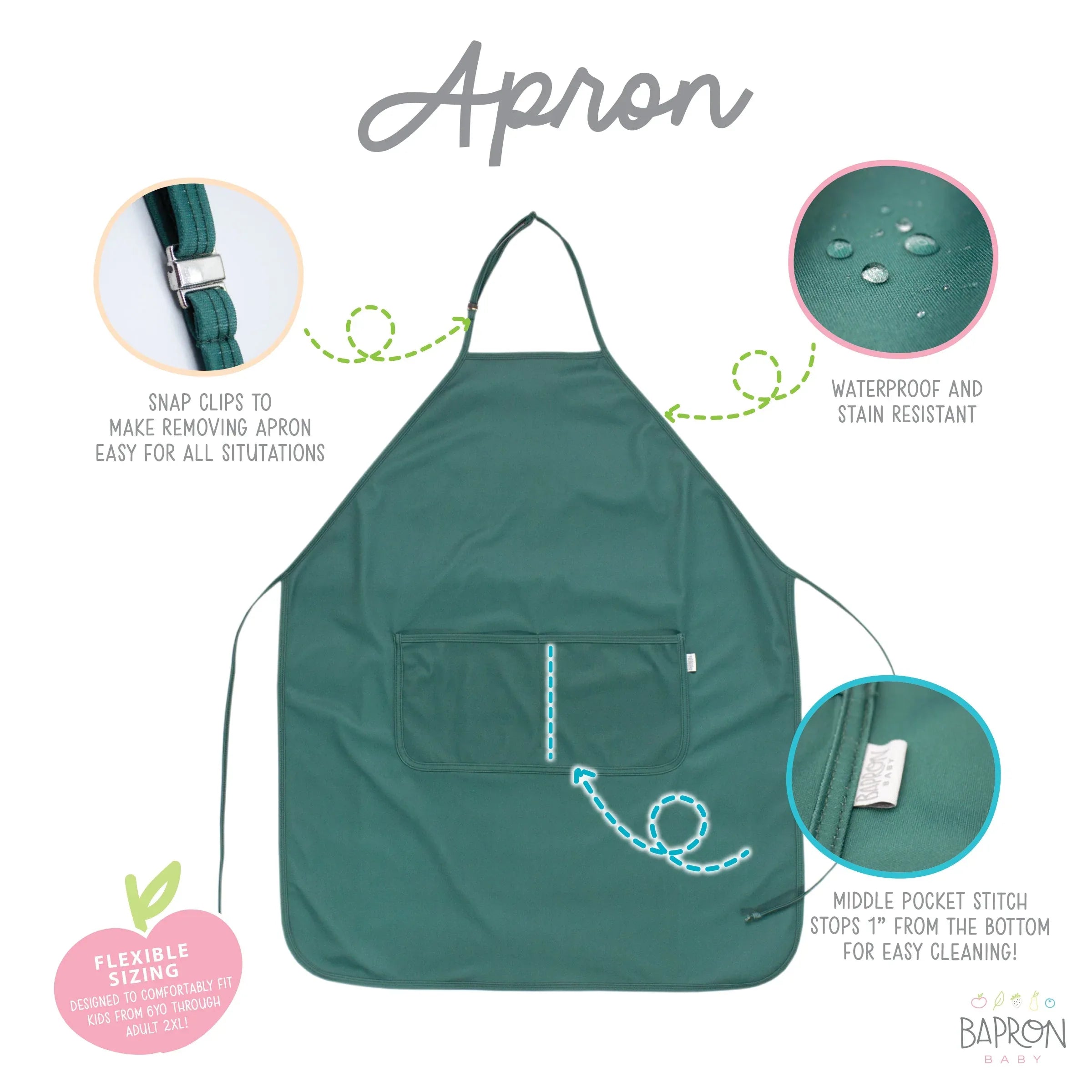 Solid Pine Minimalist Apron - fits sizes youth small through adult 2XL - BIG FRENCHIES
