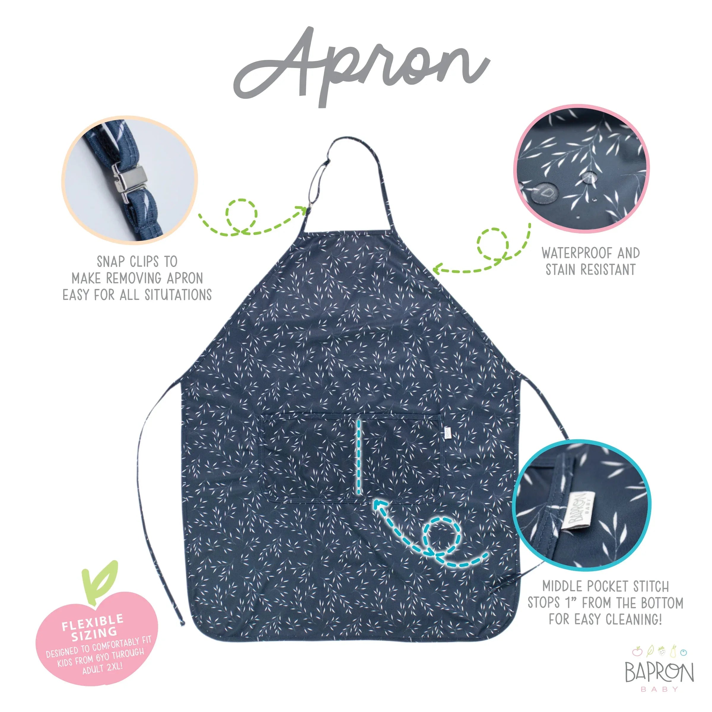 Willow Apron - fits sizes youth small through adult 2XL - BIG FRENCHIES