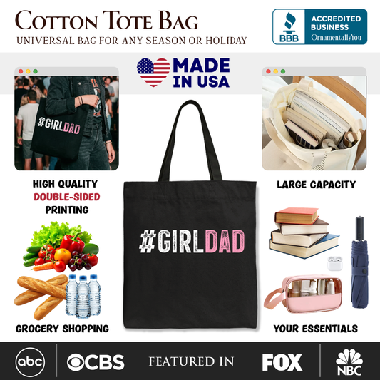 Hashtag Girl Dad Tote Bag, Gift Shopper for Proud Daughter's Father