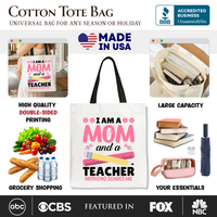 I Am a Mom and a Teacher Nothing Scares Me Tote Bag, School Gift Shopper for Brave and Fearless Mothers