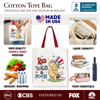 Red White & Proud Winnie-the-Pooh Tote Bag, 1926 A.A. Milne Patriotic 4th of July Gift Shopper