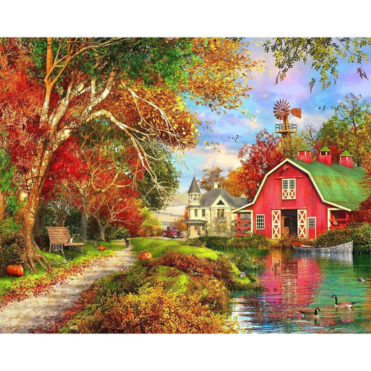 Autumn Barn 1000 Piece Jigsaw Puzzle Springbok - BIG FRENCHIES