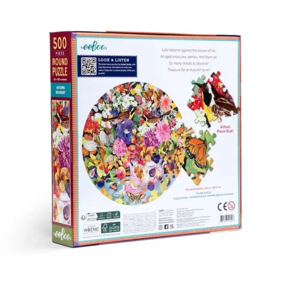 Autumn Bouquet 500 Piece Round Jigsaw Puzzle eeBoo - BIG FRENCHIES