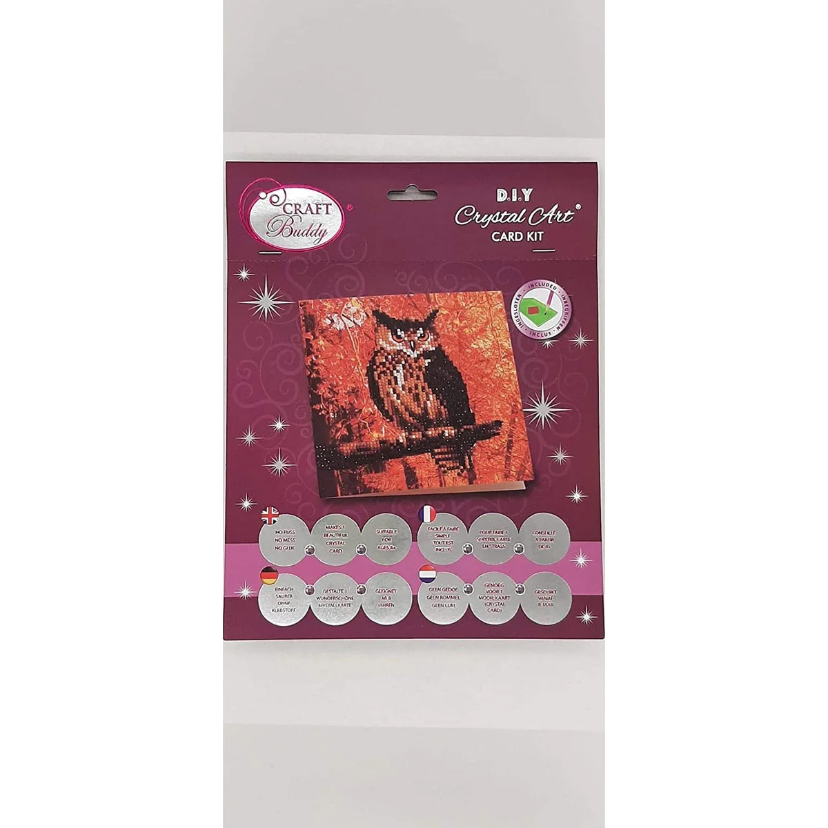 Autumn Owl Crystal Art Card Kit Craft Buddy - BIG FRENCHIES