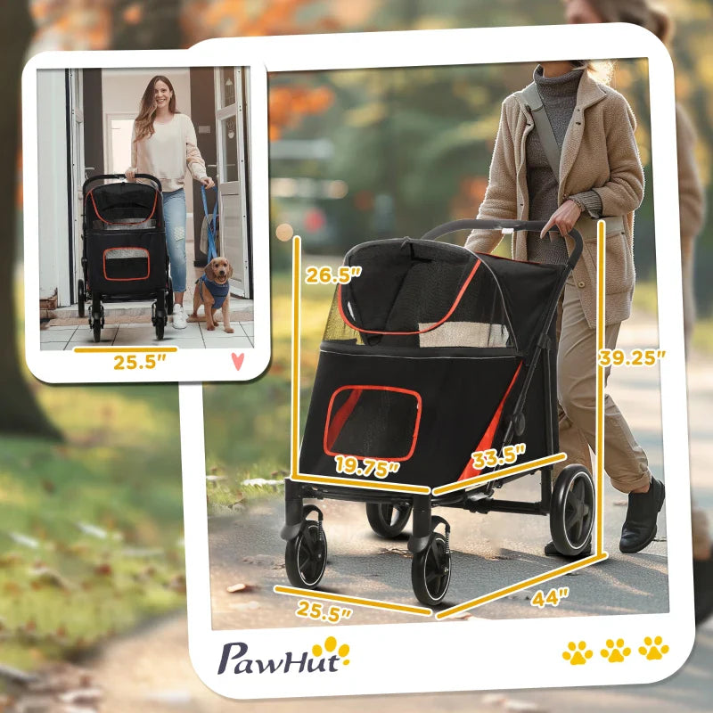 One-Click Foldable Stroller for Large Medium Small Dogs, Pet, Cats with Storage - BIG FRENCHIES