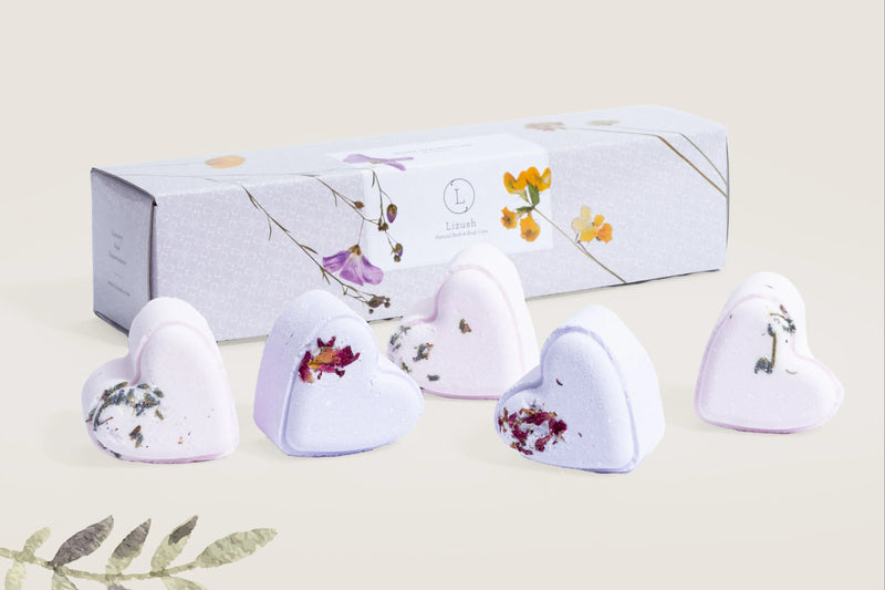 Set of 5 Heart Shaped Shower Steamers Package - in a Gift Box - Can be personalized - BIG FRENCHIES