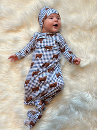 Plaid highland knotted gown and hat set - BIG FRENCHIES
