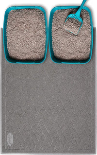 Pawkin Cat Litter Mat, Jumbo XX-Large, 4x3 Feet, Fits Two Litter Boxes or Extra Coverage for One Box, Gray