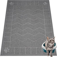 Cat Litter Box Mat, 47" x 35" Large Waterproof Litter Trapping Mat – Daily Care for Cats - Grey / 2X-Large（47" x 35")