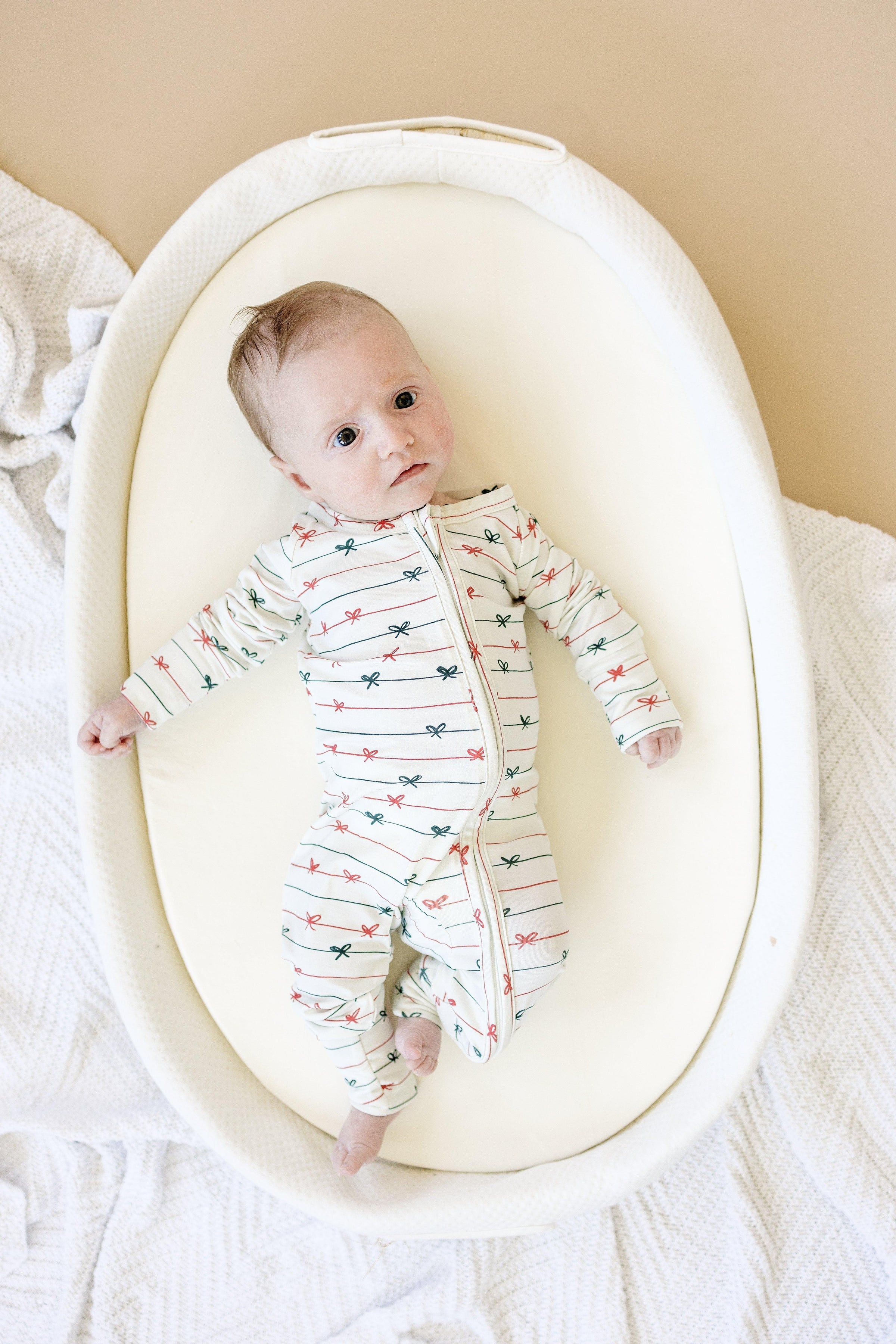 Tied with a Bow Christmas Bamboo Zippy Pajamas - BIG FRENCHIES