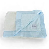 Luxury Duo Satin Border Blanket - Blue/Ivory - BIG FRENCHIES