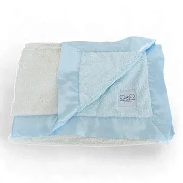 Luxury Duo Satin Border Blanket - Blue/Ivory - BIG FRENCHIES