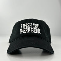 I WISH YOU WERE BEER FUNNY DAD HAT STRAPBACK CAP BLACK Custom Embroidered ￼