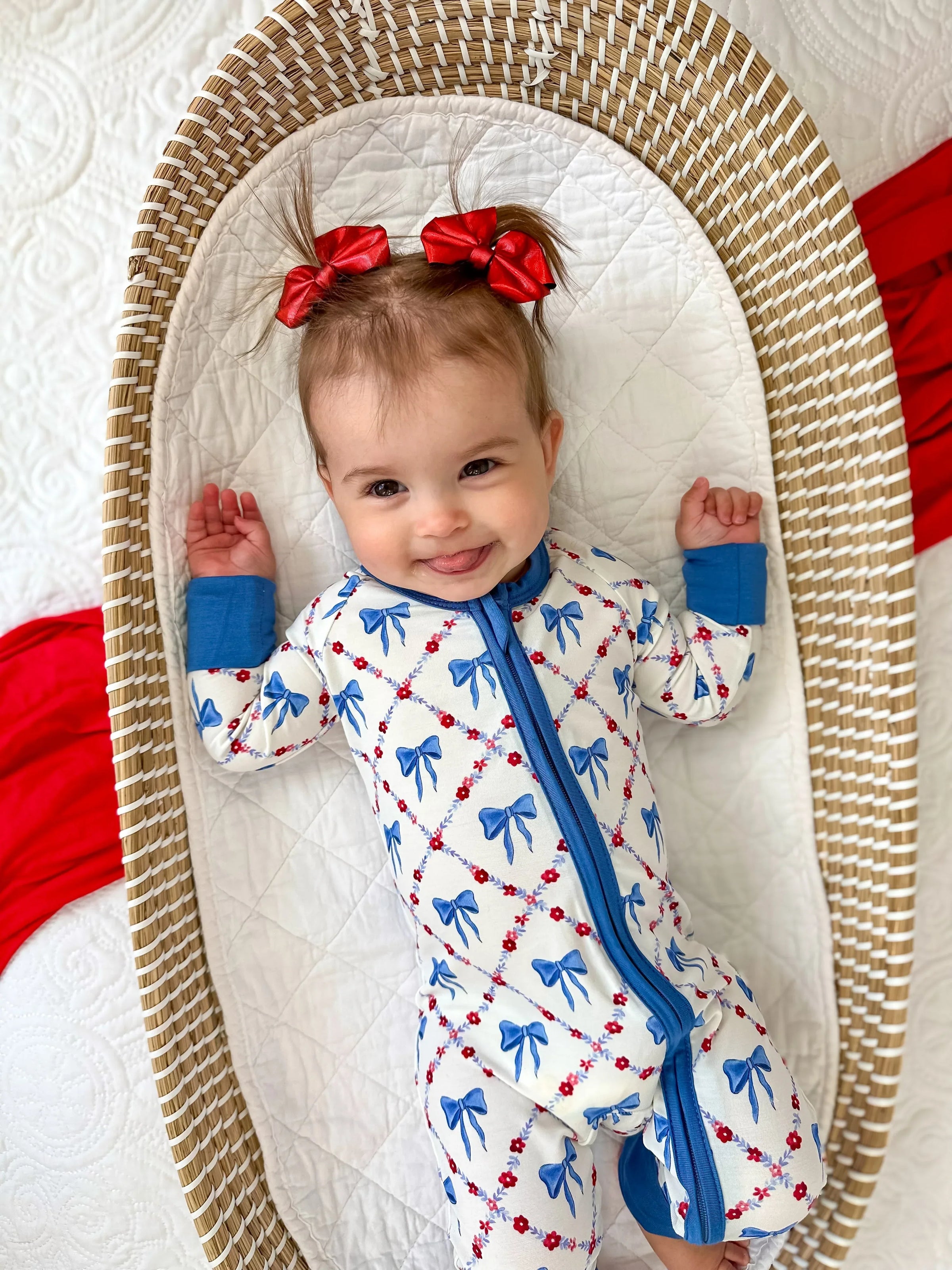 Red White & Bows Bamboo Zippy Pajamas - BIG FRENCHIES