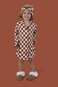 COPPER CHECKERS GIRL'S DREAM GOWN