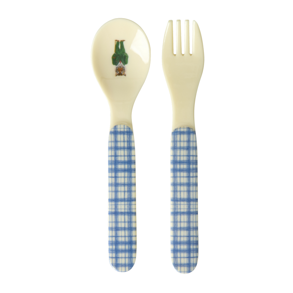 Baby Spoon and Fork - Blue - Nathalie Lété Print