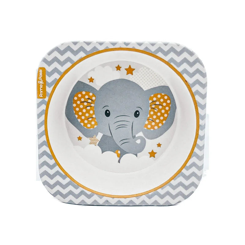 Primo Passi - Bamboo Fiber, Kids Square Bowl, Little Elephant - BIG FRENCHIES