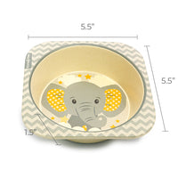 Primo Passi - Bamboo Fiber, Kids Square Bowl, Little Elephant