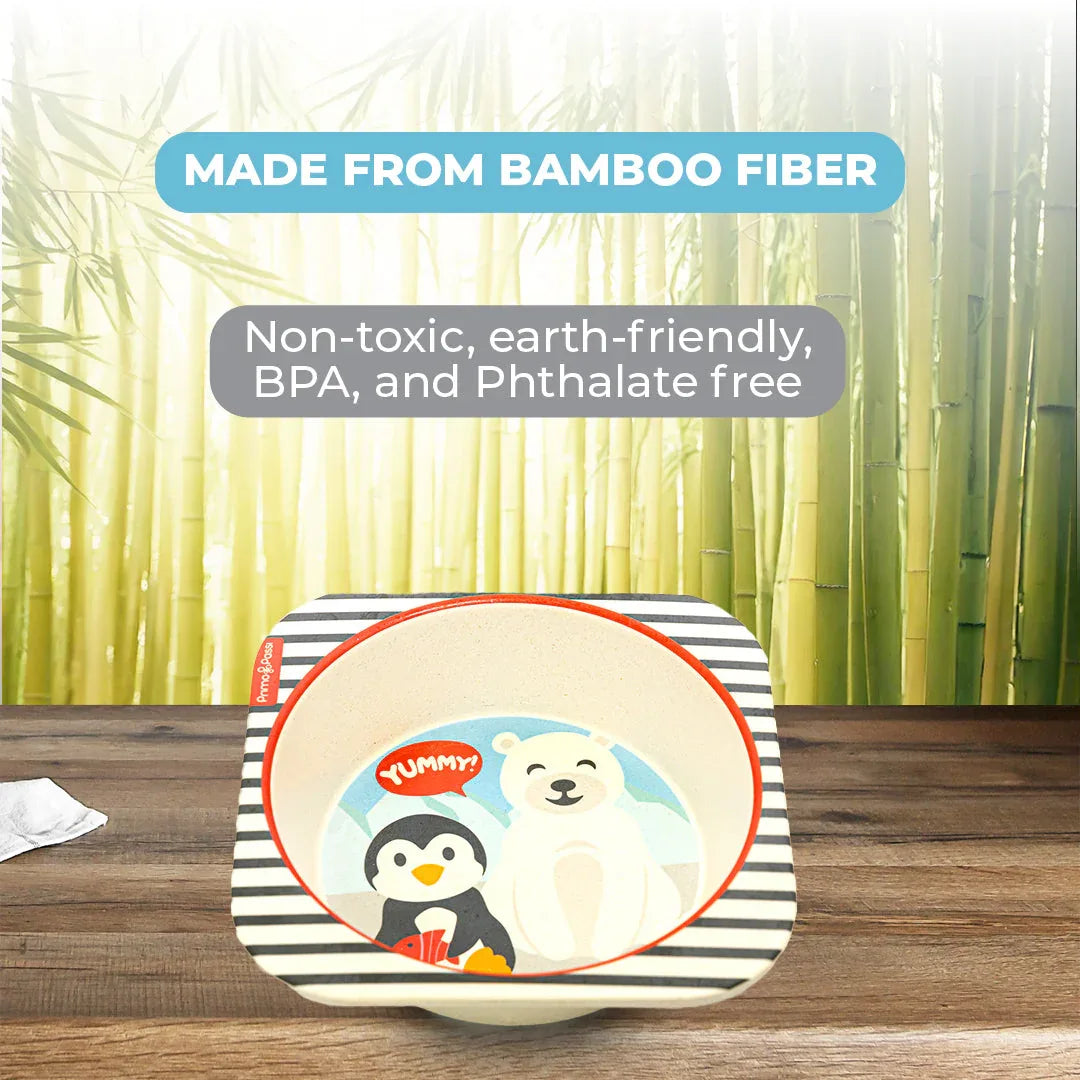 Primo Passi - Bamboo Fiber, Kids Square Bowl, Winter Friends - BIG FRENCHIES