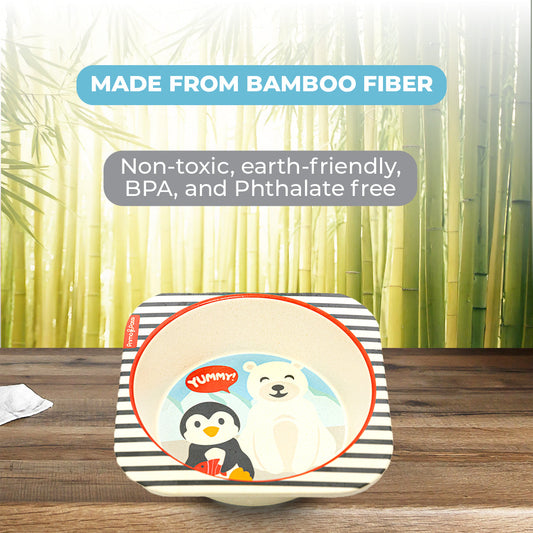 Primo Passi - Bamboo Fiber, Kids Square Bowl, Winter Friends