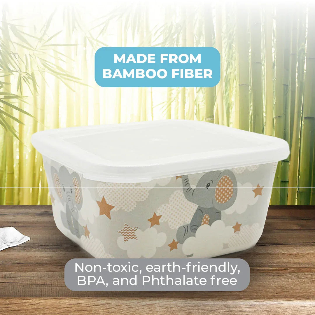 Primo Passi - Bamboo Fiber Kids Food Containers, Set of 3, Little Elephant - BIG FRENCHIES