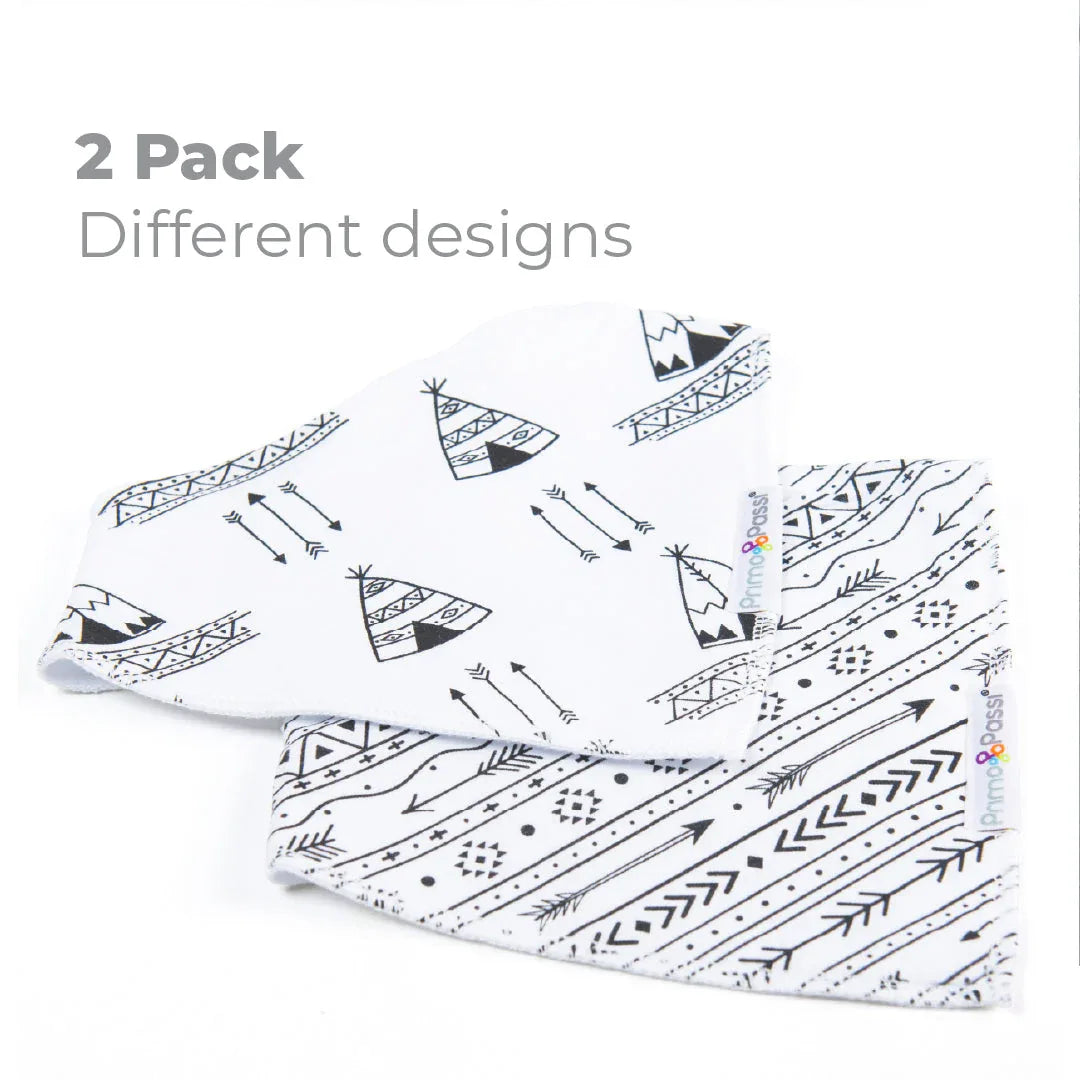 Primo Passi Bandana Bib, White Arrows - BIG FRENCHIES