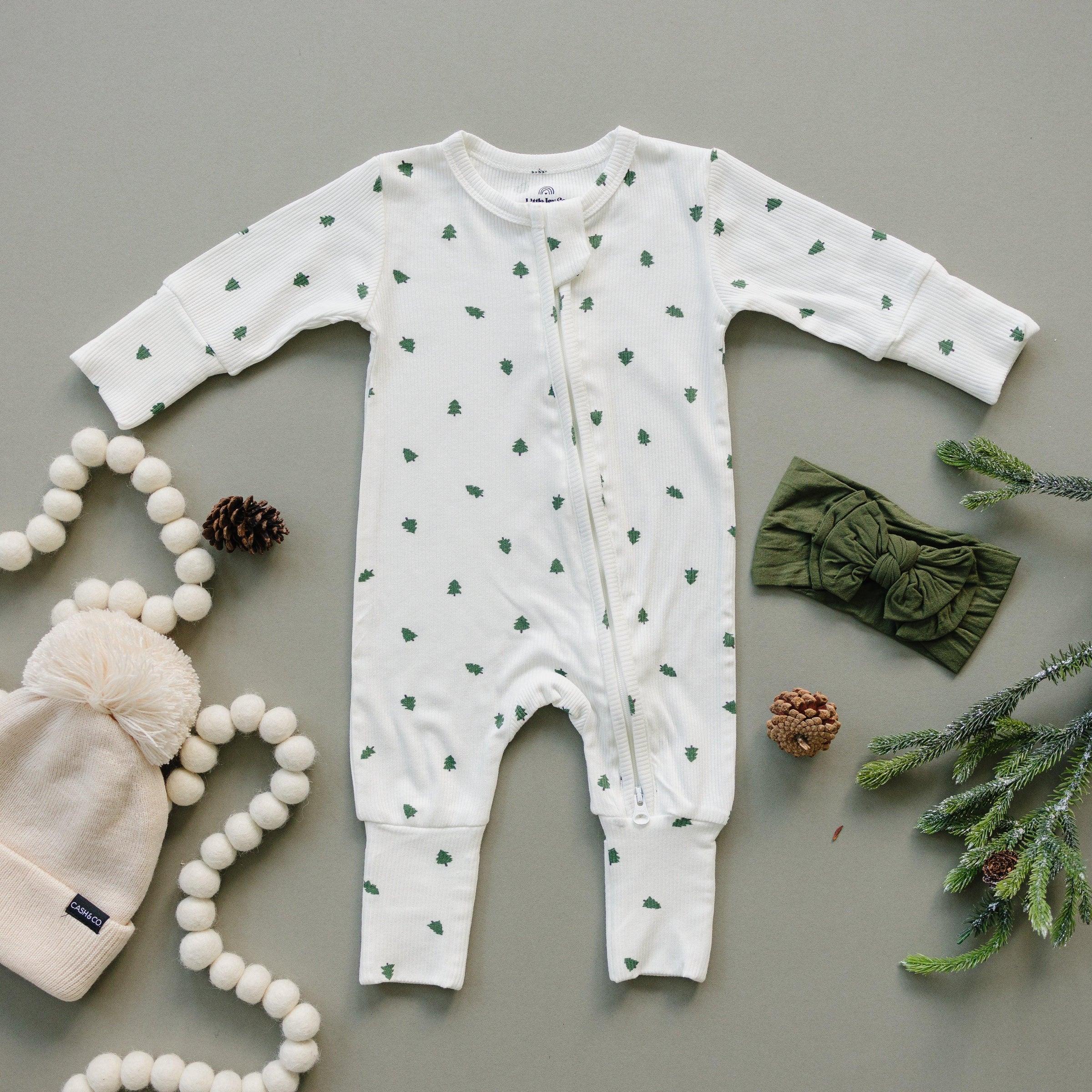 Tiny Trees Ribbed Bamboo Zippy Pajamas - BIG FRENCHIES