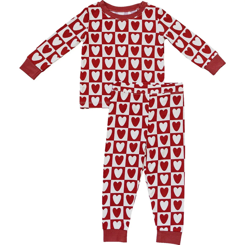 Checkered Hearts Ribbed Bamboo Cozy Set - BIG FRENCHIES