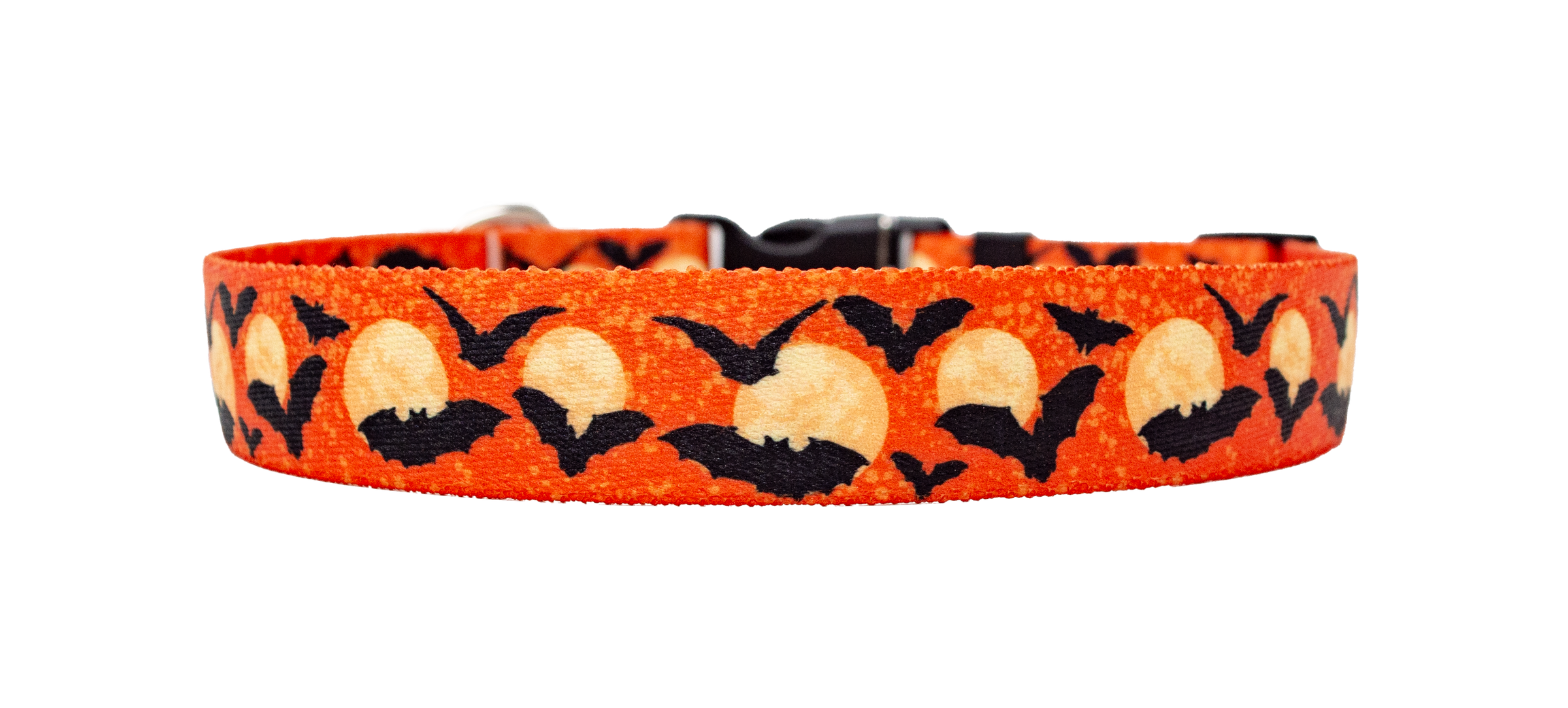 Moon Orange with Bats Dog Collar