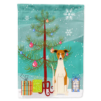 Merry Christmas Tree Whippet House Flag 28x40 Porch Sleeve Pole Decorative Outside Yard Banner Artwork Wall Hanging, Polyester