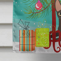 Peterbald Cat Merry Christmas Tree House Flag 28x40 Porch Sleeve Pole Decorative Outside Yard Banner Artwork Wall Hanging, Polyester