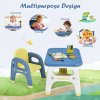 Kids Activity Table and Chair Set with Montessori Toys for Preschool and Kindergarten-Blue - Color: Blue