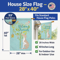 Welcome Friends Whippet House Flag 28x40 Porch Sleeve Pole Decorative Outside Yard Banner Artwork Wall Hanging, Polyester