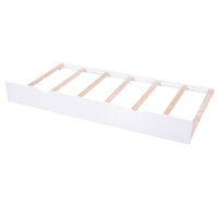 Full Size Storage Platform Bed with Pull Out Shelves and Twin Size Trundle, White