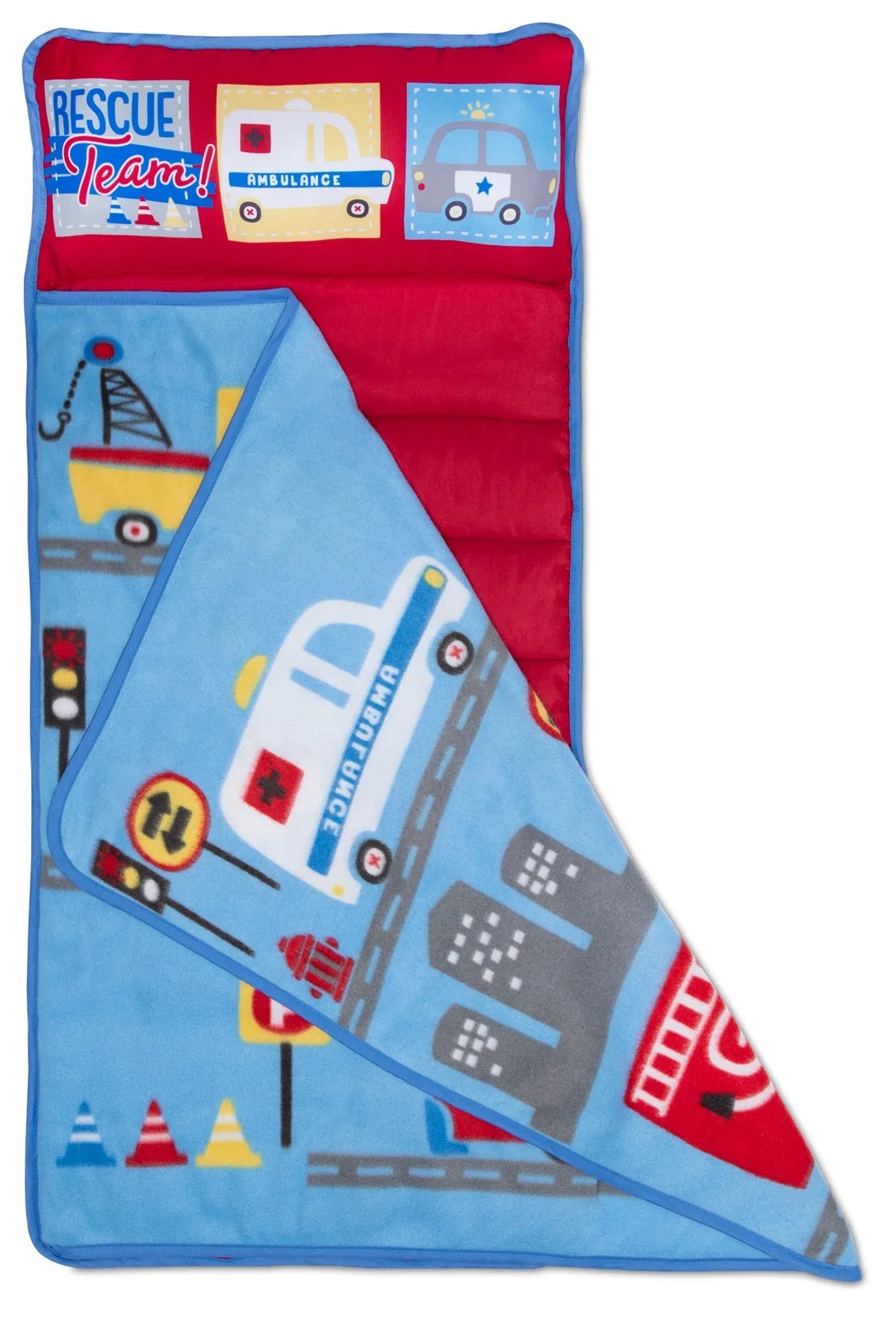 NoJo Rescue Team First Responders Toddler Nap Mat - Includes Attached Pillow and Fleece Blanket - BIG FRENCHIES