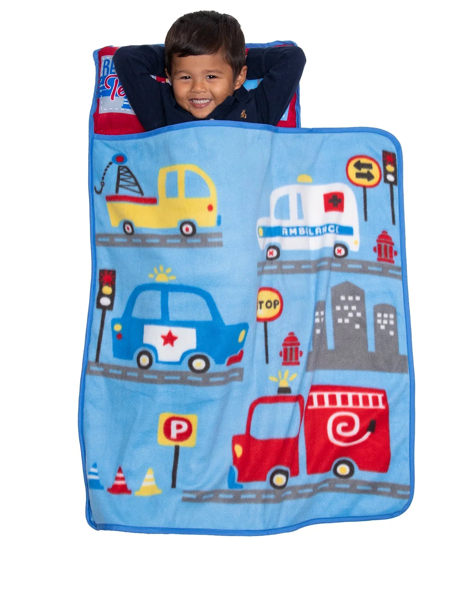 NoJo Rescue Team First Responders Toddler Nap Mat - Includes Attached Pillow and Fleece Blanket - BIG FRENCHIES